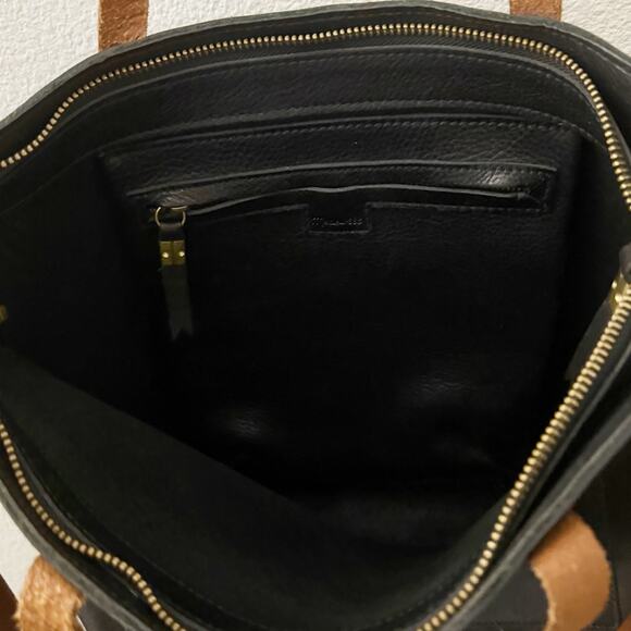 MADEWELL | Zip Top Medium Transport Tote Black Brown Leather Shoulder Crossbody - Picture 10 of 10